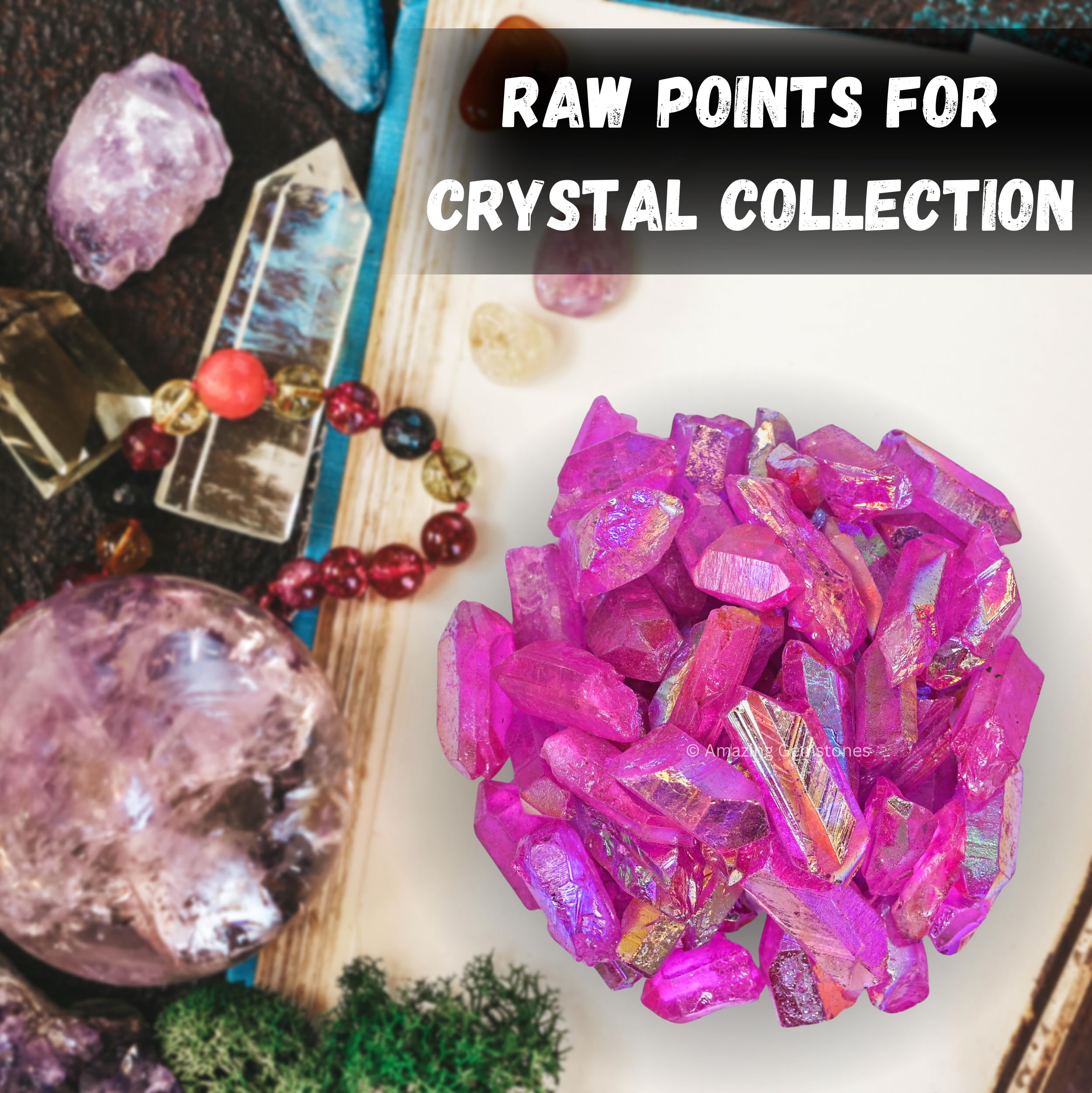 Pointe brute Rose Aura Quartz dans sachet velours, idéal pour collection