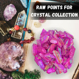 Pointe brute Rose Aura Quartz dans sachet velours, idéal pour collection