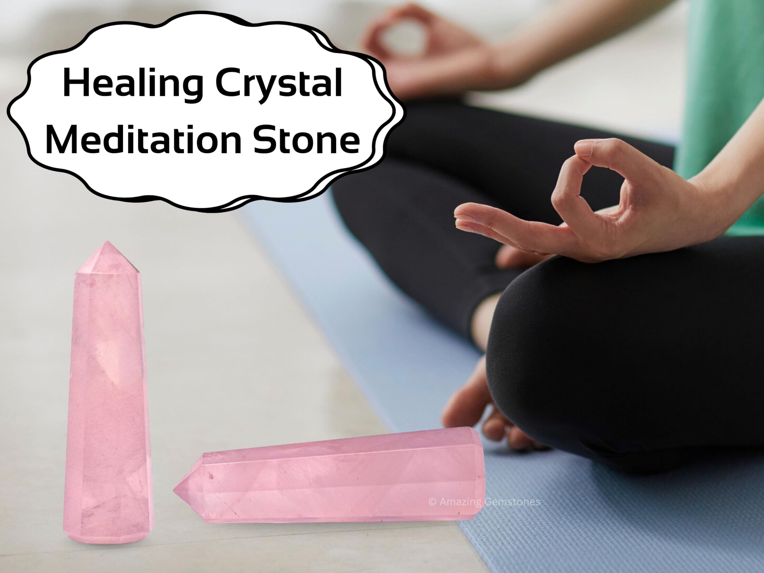 Pointe quartz rose Amazing Gemstone – concentration et sérénité au bureau.