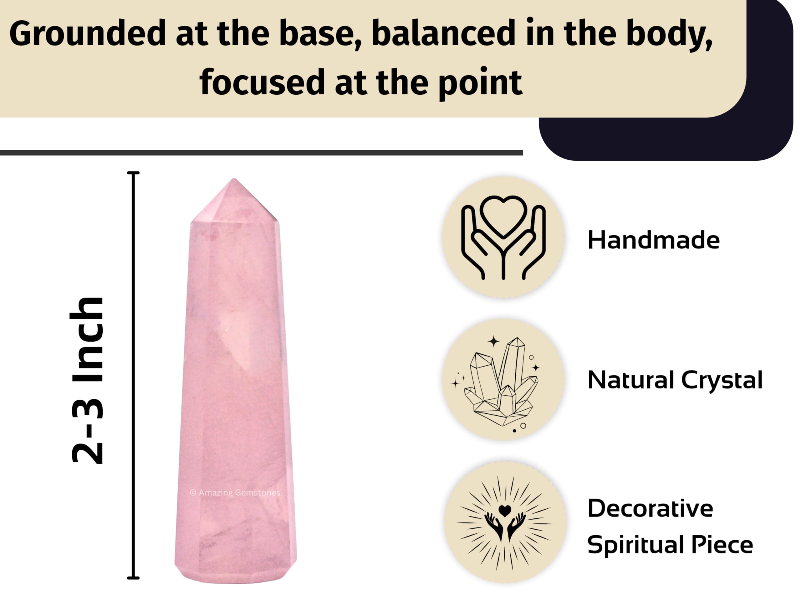 Pointe quartz rose Amazing Gemstone – purificateur d'air intérieur.