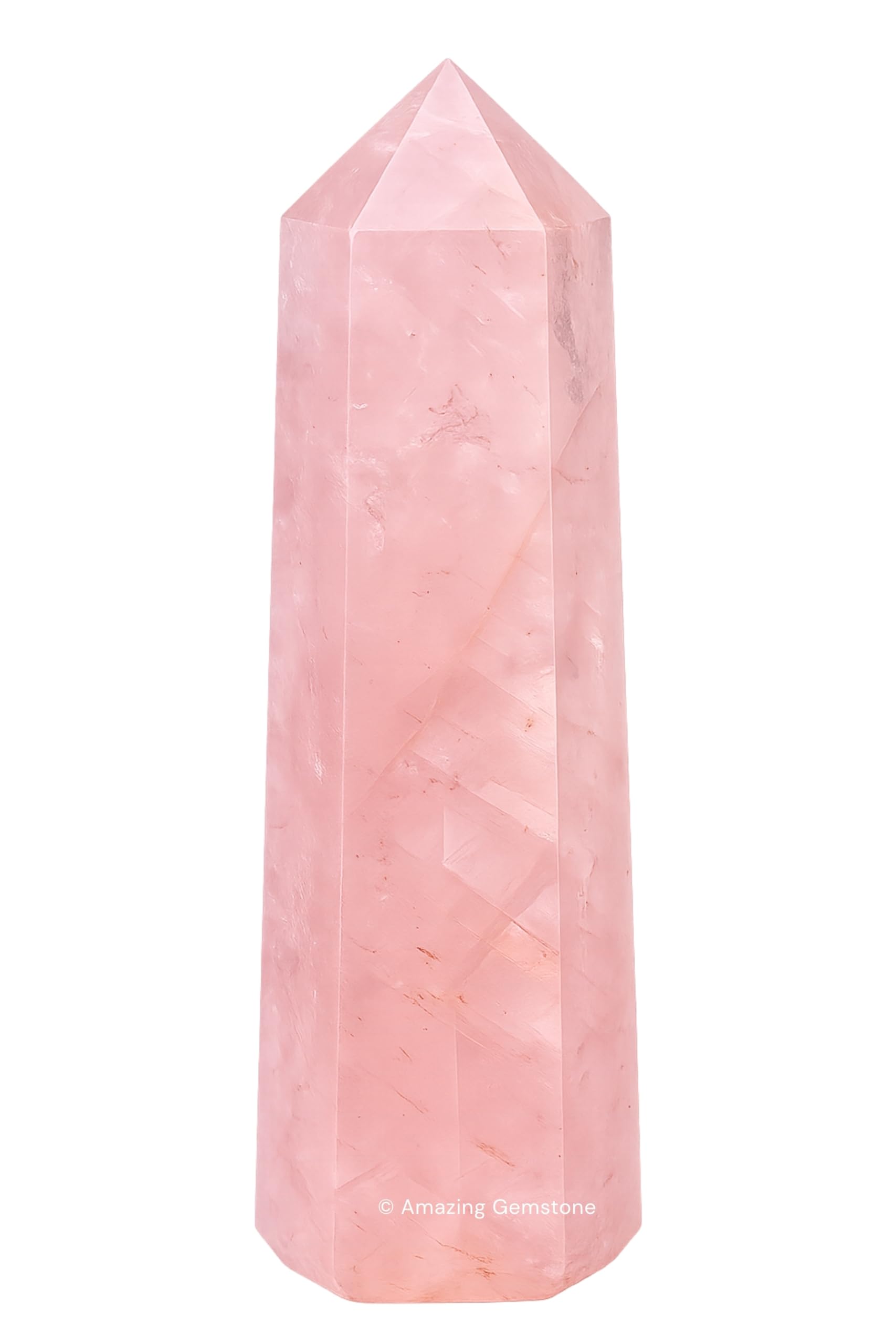 Tour quartz rose Amazing Gemstone – pointe 2-3 pouces pour énergie concentrée.