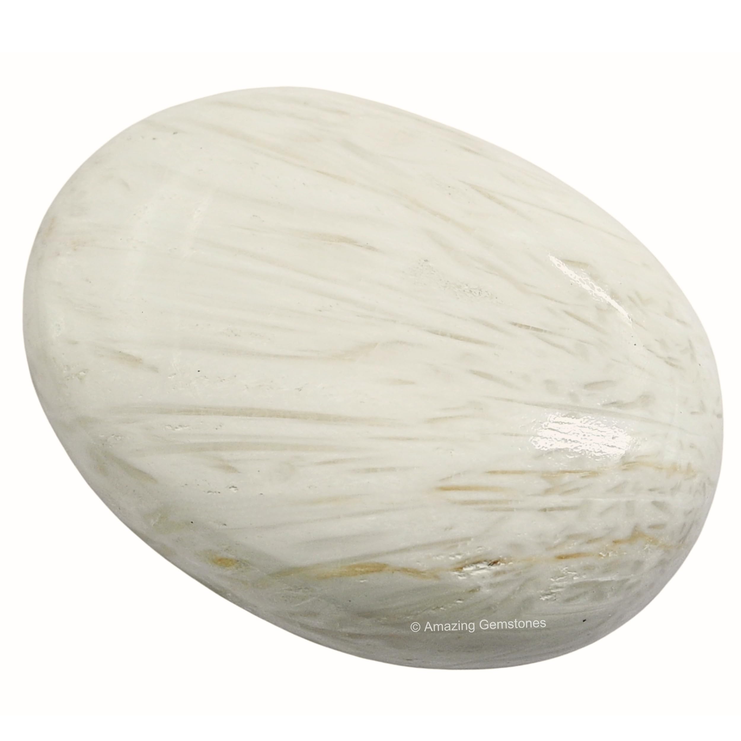 Amazing Gemstone scolecite, texture-polie pour une prise en main apaisante.