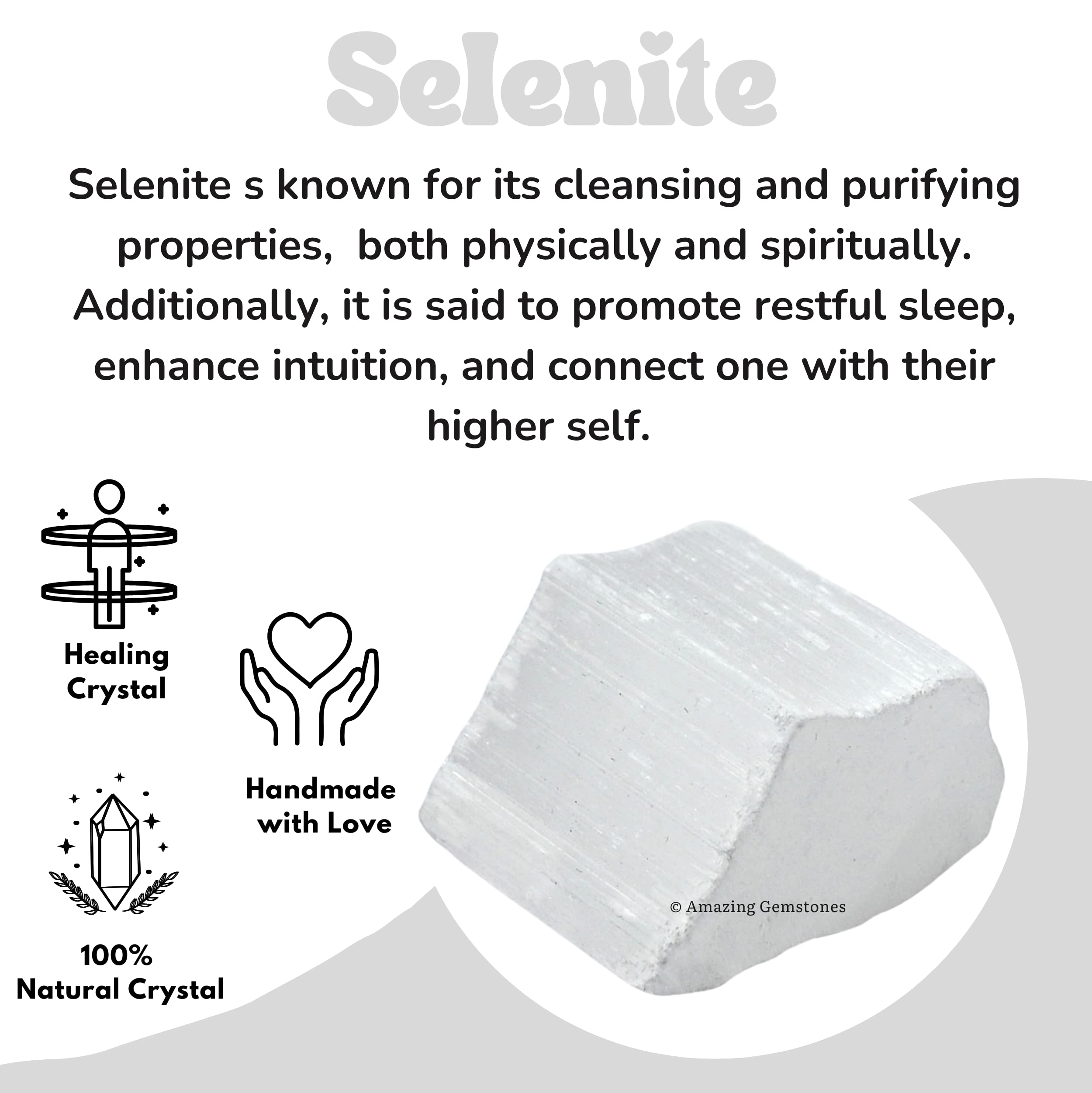 Amazing Gemstone Selenite ensemble-pierres - presentation parfaite pour collection.