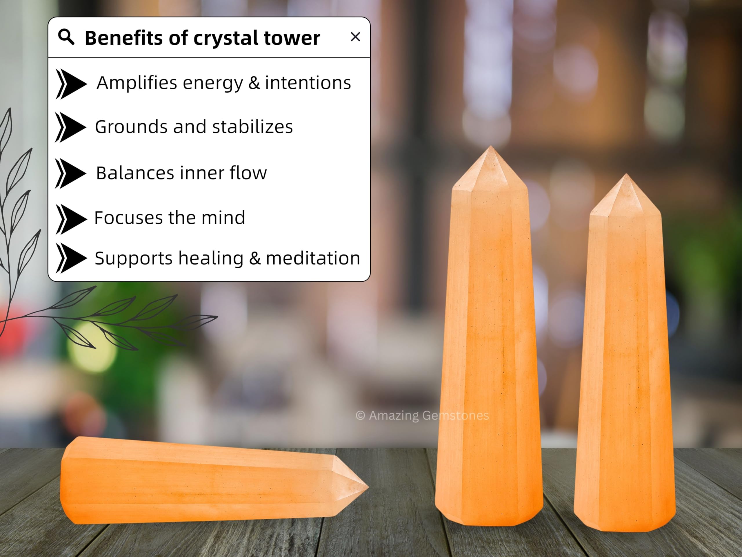Amazing Gemstone Sélénite Orange – Accompagnement pour calmer l'esprit et dissiper les tensions.