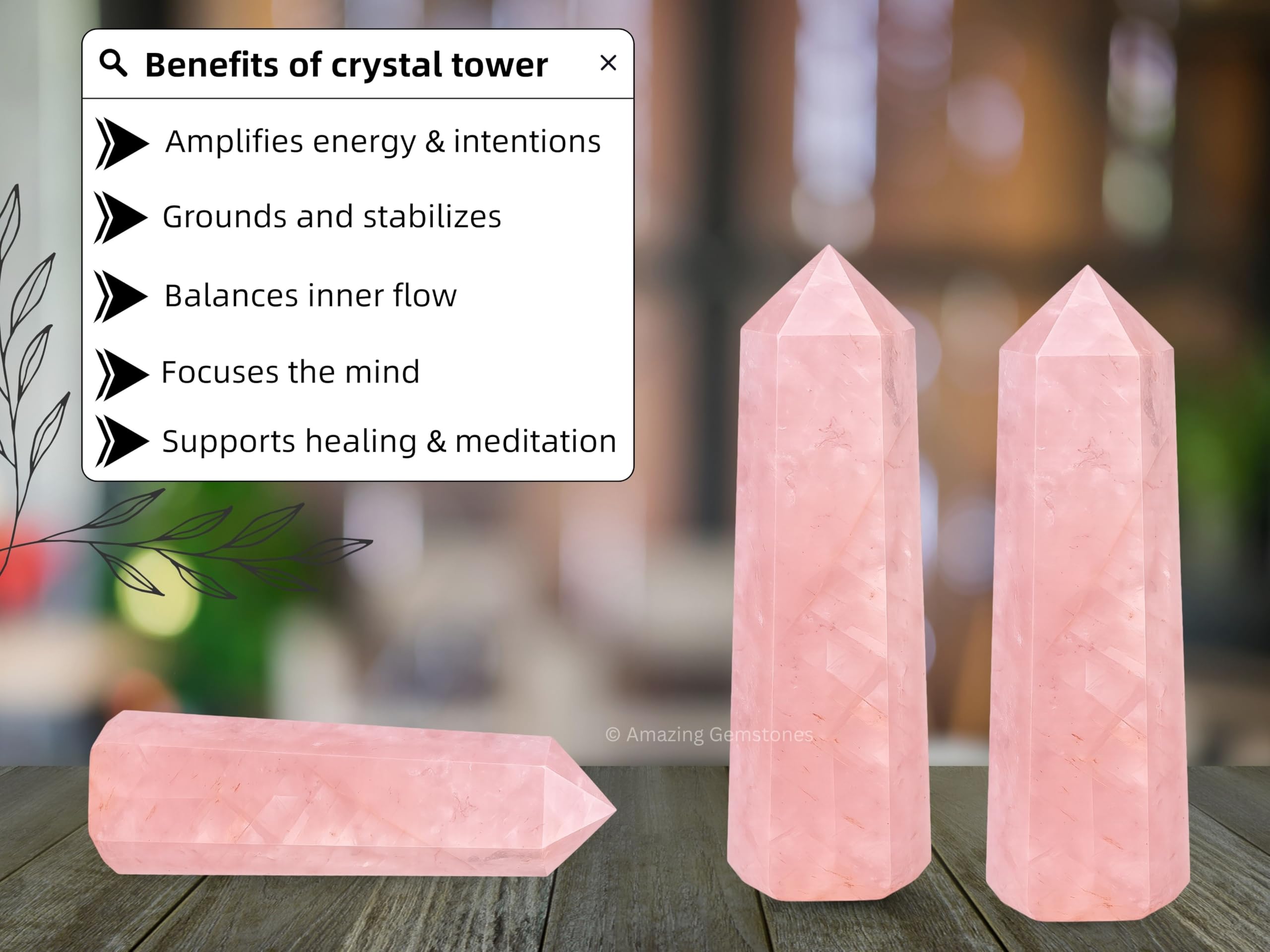 Amazing Gemstone Star Rose Quartz Tour Lumière douce et atmosphère apaisante.