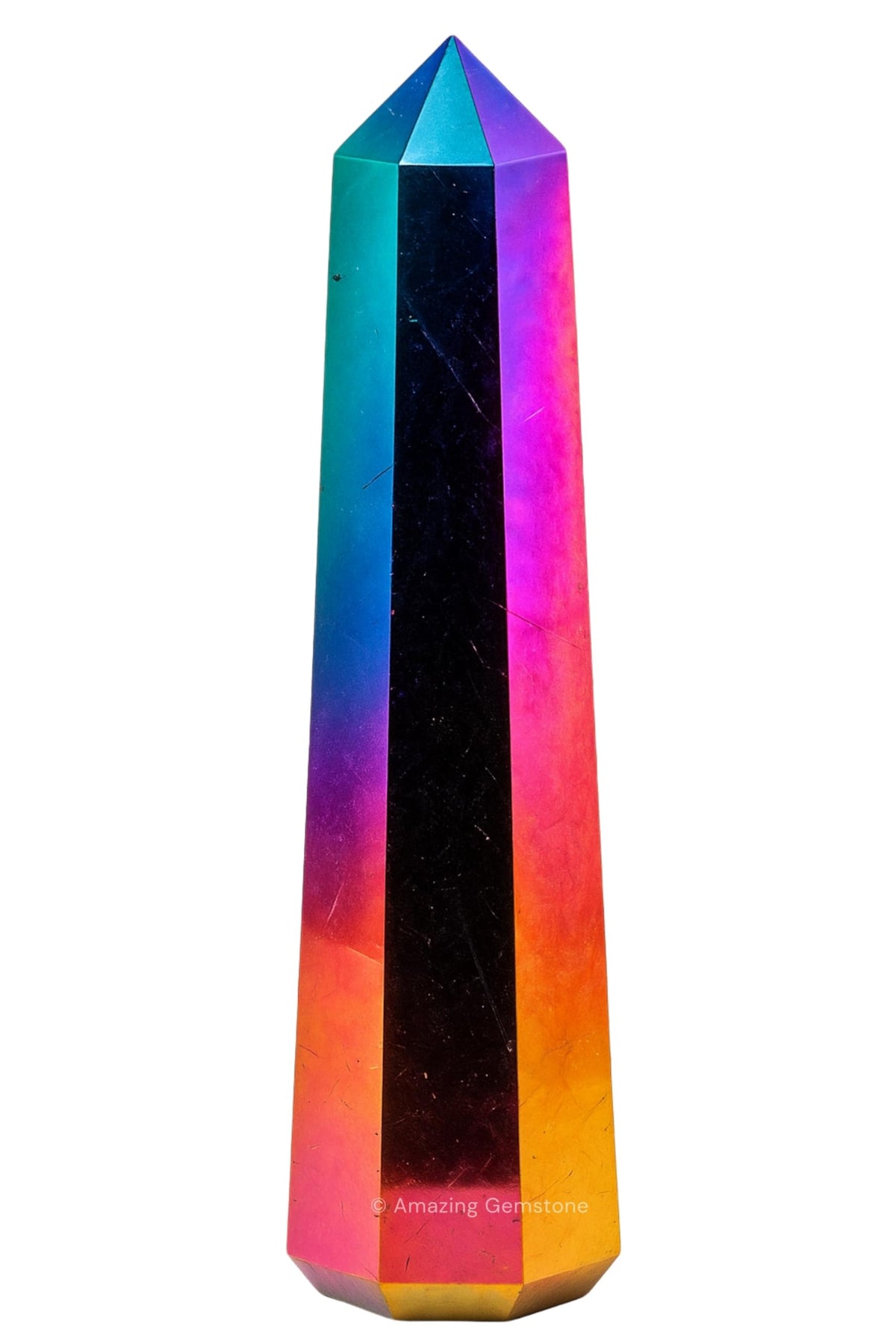 Amazing Gemstone Titanium Aura Quartz Tower Pointe: énergie purifiée et concentration accrue.