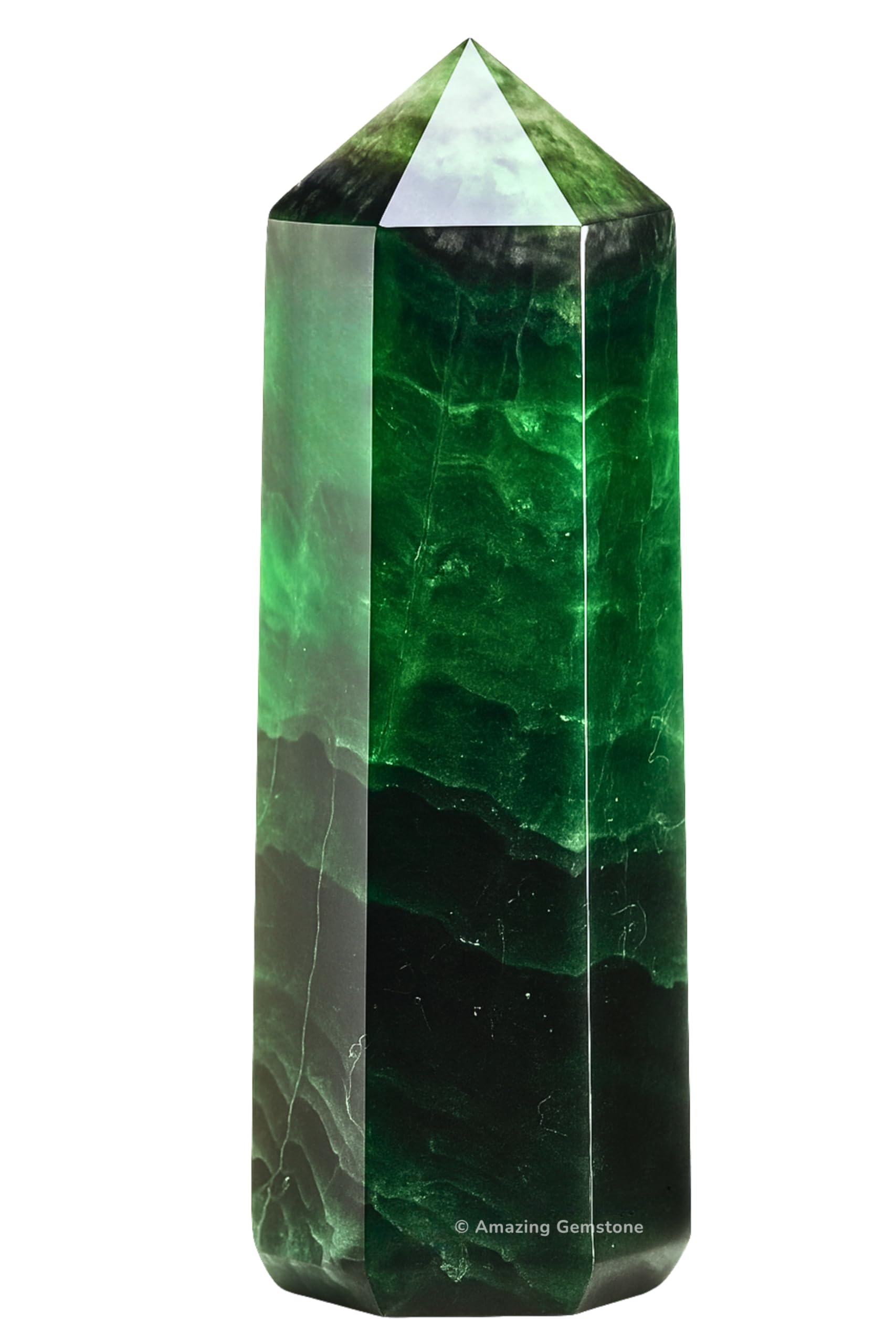 Amazing Gemstone Tour cristal fluorite pointe : énergie focalisée pour votre espace zen.