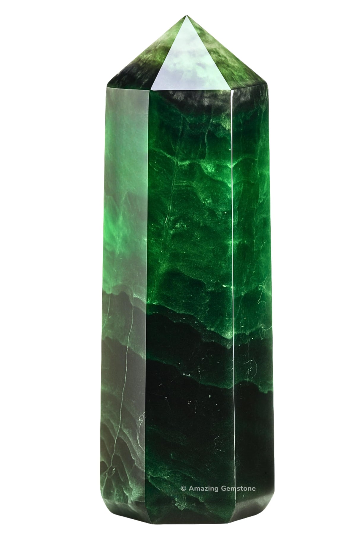 Amazing Gemstone Tour cristal fluorite pointe : énergie focalisée pour votre espace zen.