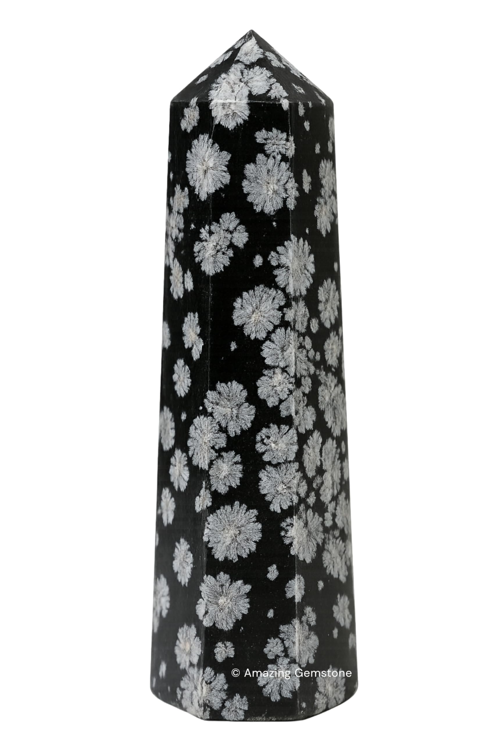 Amazing Gemstone Tour Cristal Obsidienne Neige – énergie revitalisante pour votre espace.