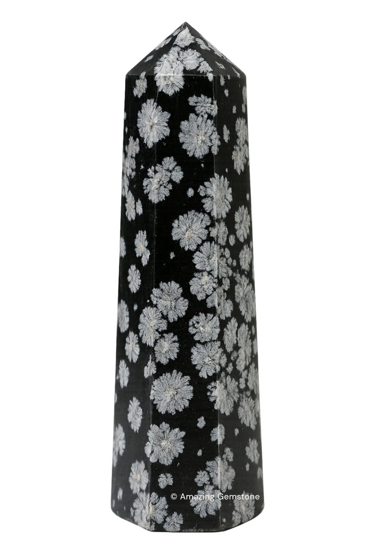 Amazing Gemstone Tour Cristal Obsidienne Neige – énergie revitalisante pour votre espace.