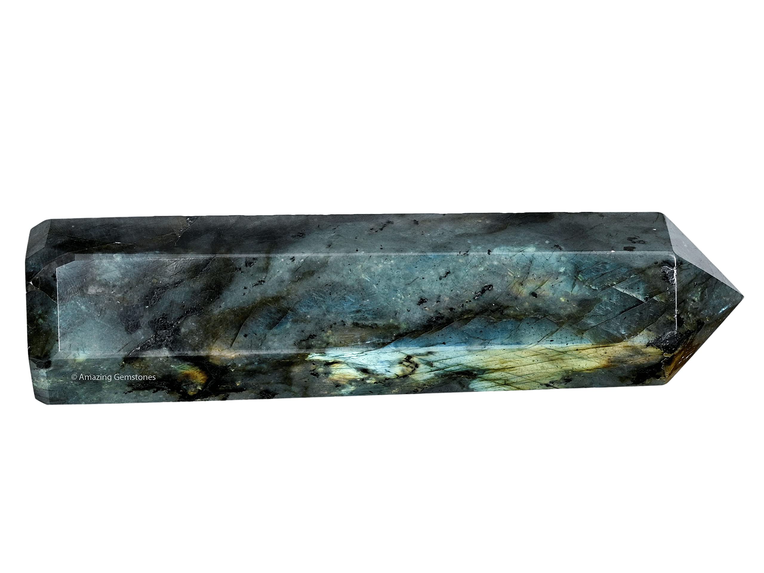 Reiki et grids avec point cristal Labradorite Amazing Gemstone, pour focus et équilibre.