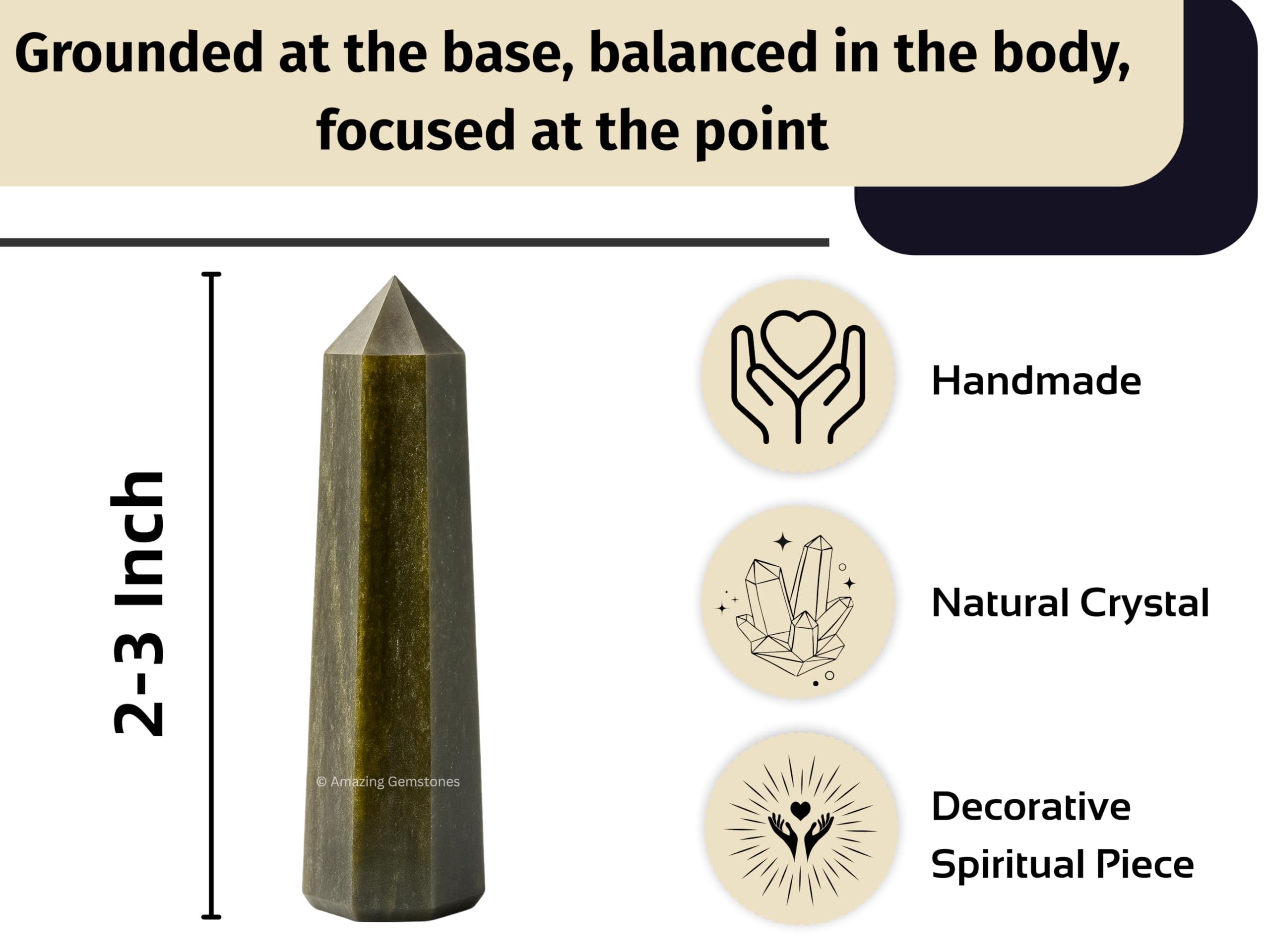 Amazing Gemstone Tour Obsidienne Dorée: outil idéal pour Reiki et méditation