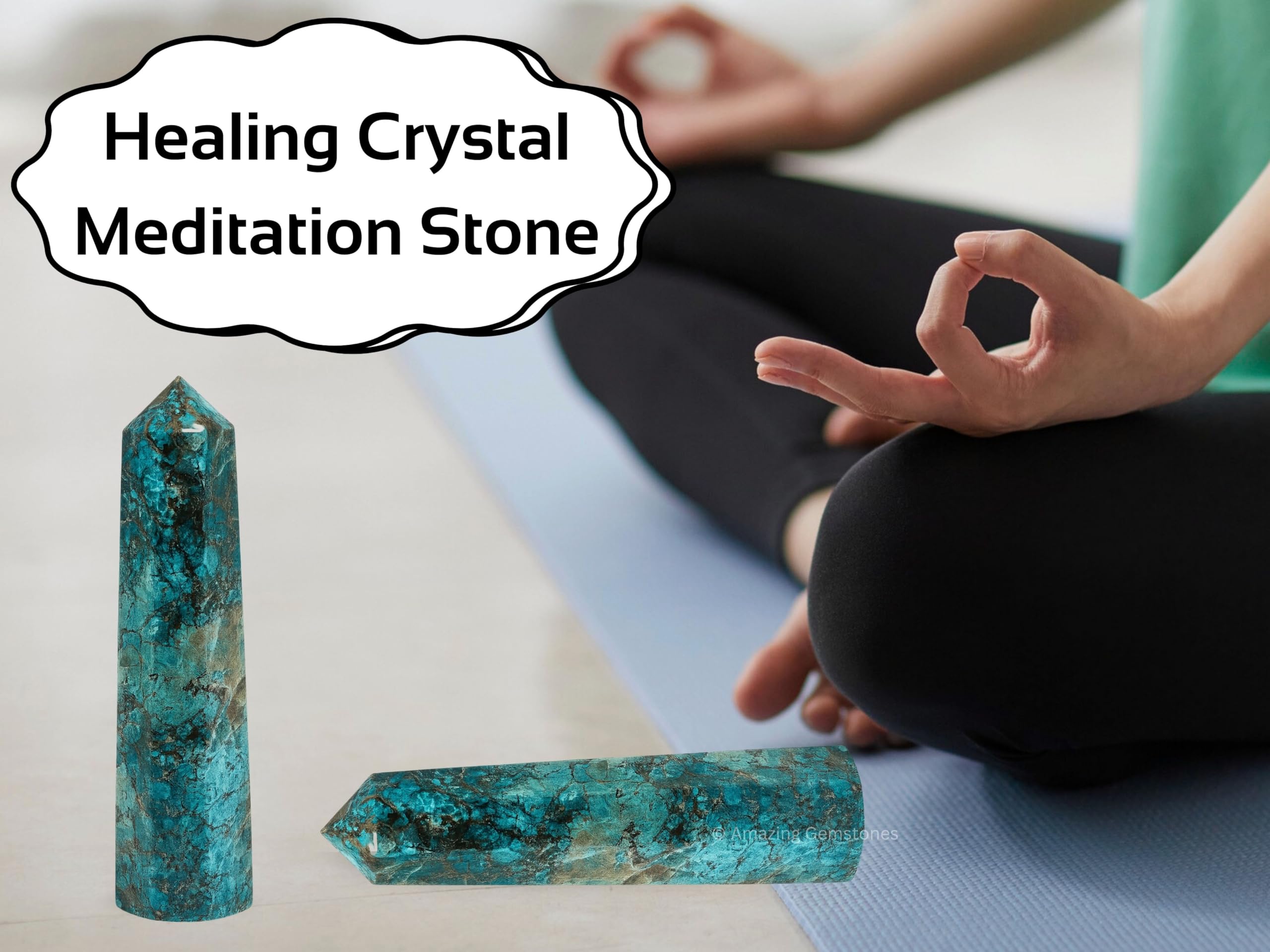 Amazing Gemstone: tour cristal Chrysocolla-Shattuckite, protection et intentions ciblées dans votre espace.