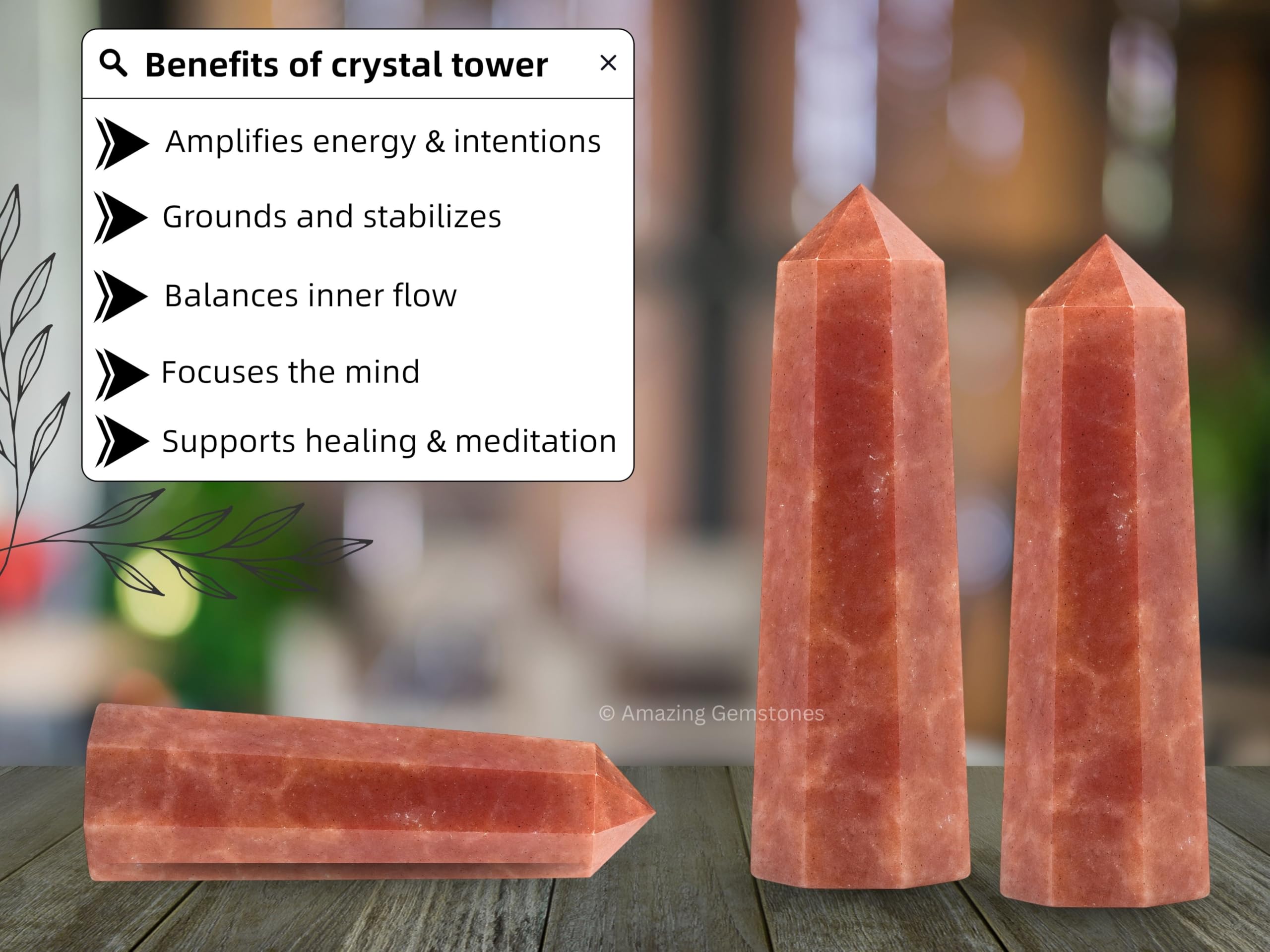 Amazing Gemstone Tour Quartz Fraise : protection et tranquillité dans l’espace de travail.