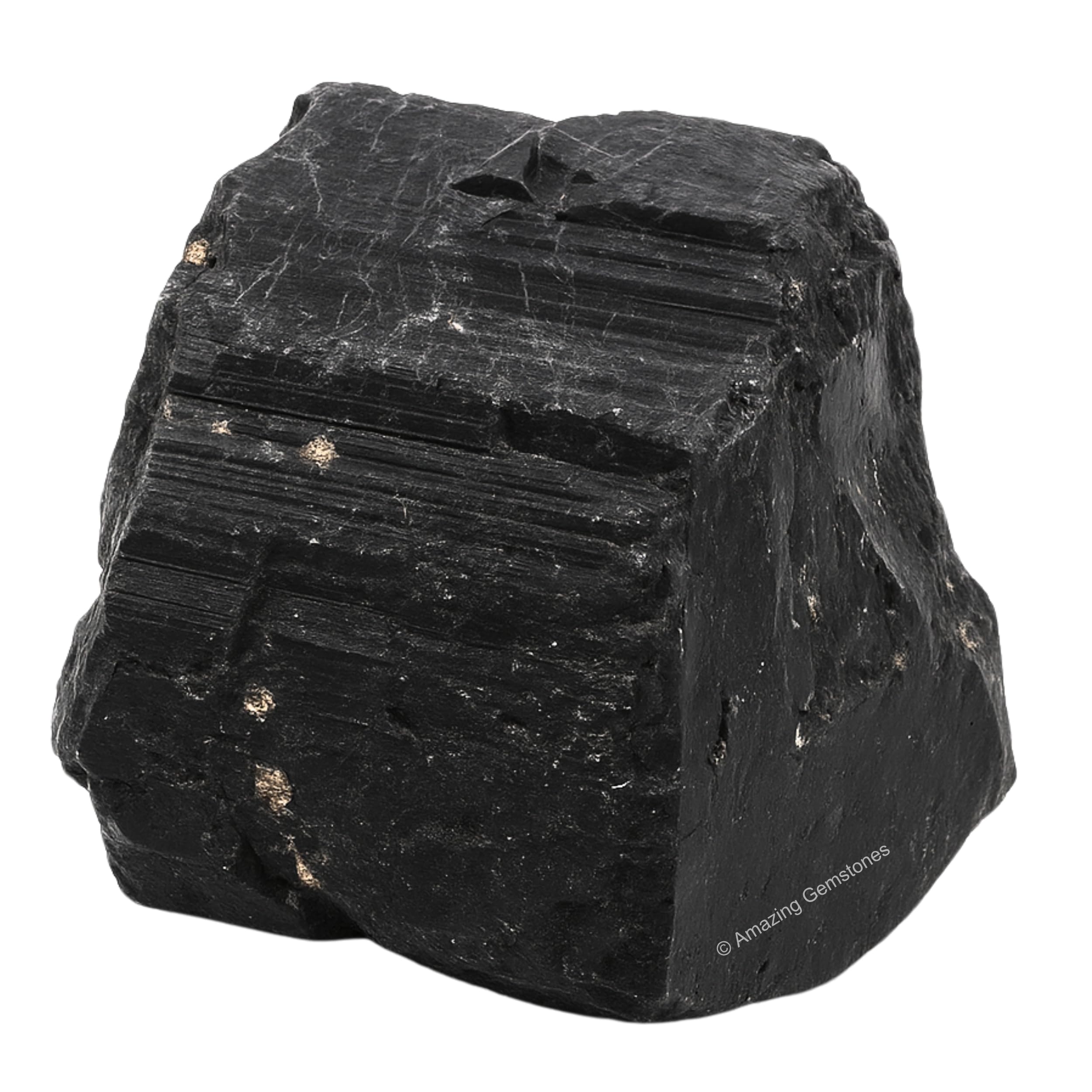 Amazing Gemstone tourmaline noire brute, texture naturelle prête pour méditation et protection.