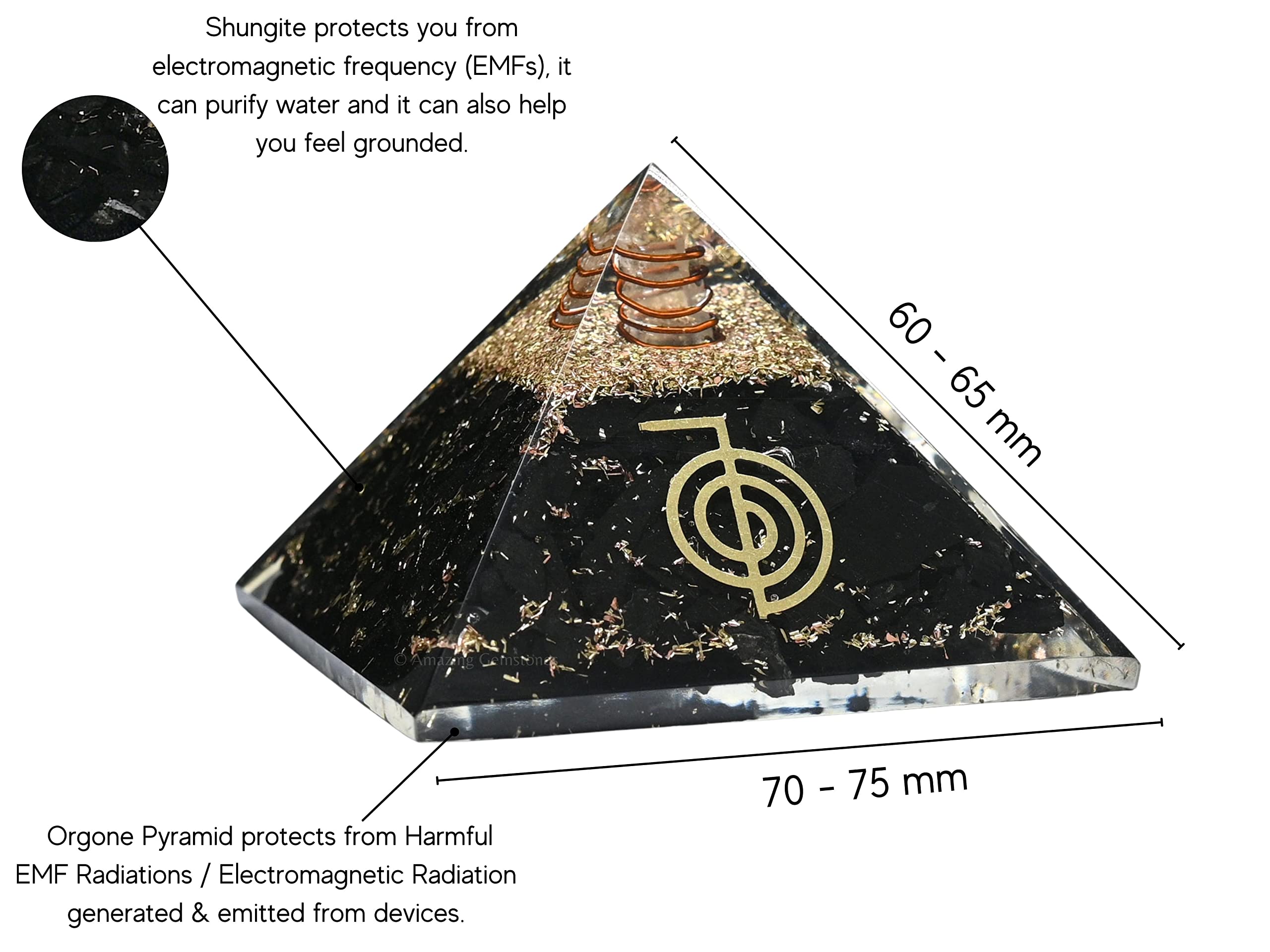 Amazing Gemstone orgone pyramide — énergie positive dans l'espace de travail.