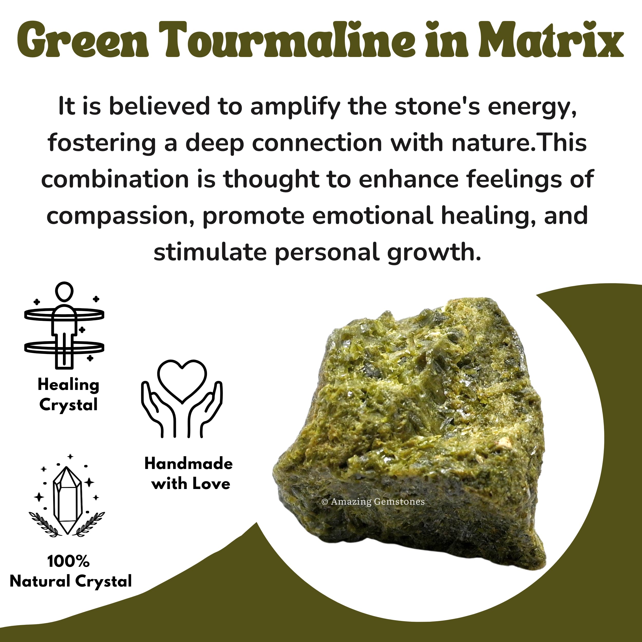 Amazing Gemstone cristal tourmaline verte en matrice, idéal comme cadeau authentique et élégant