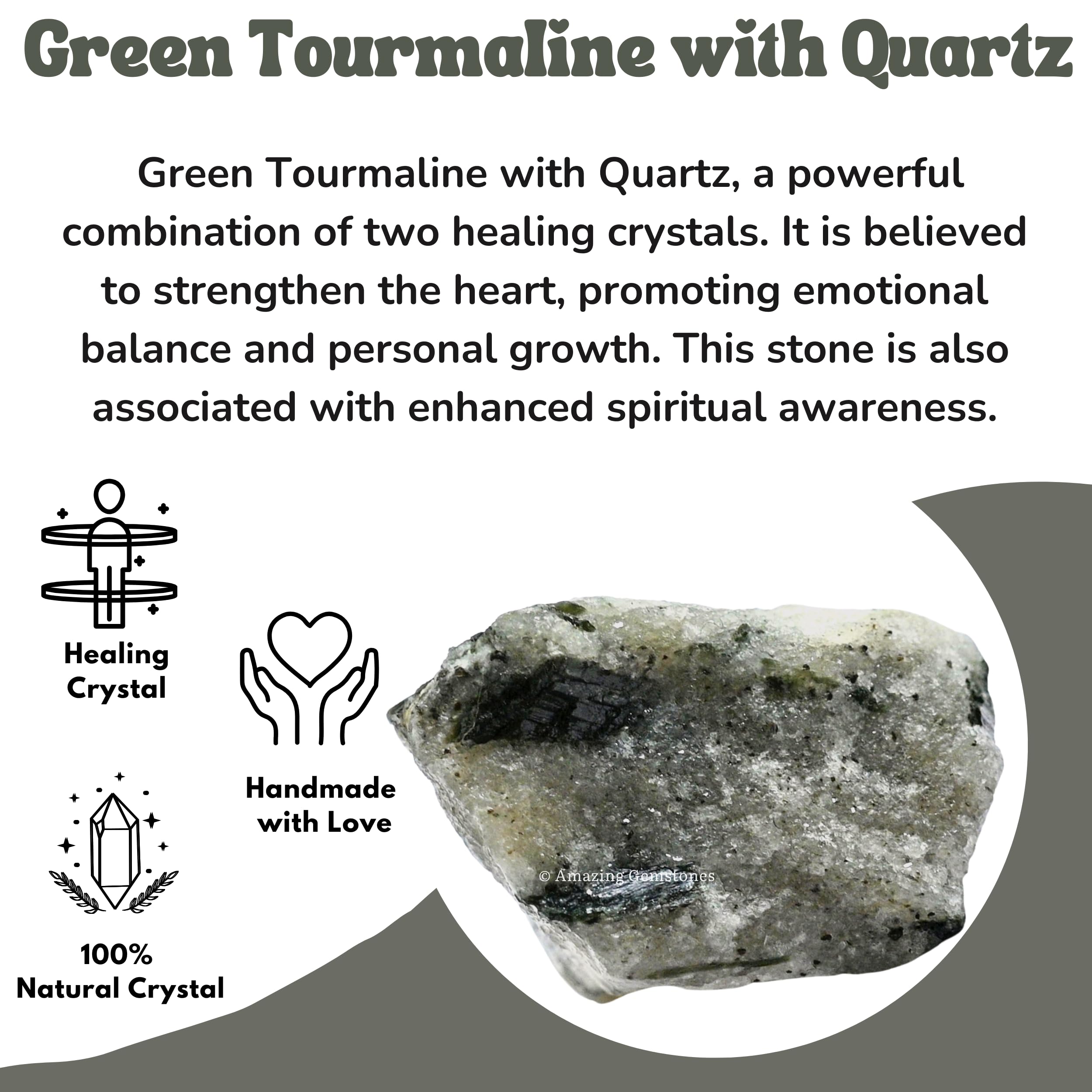 Amazing Gemstone tourmaline verte avec quartz brut, idéal pour projets de bricolage