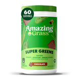 Amazing Grass emballage poudre greens chocolat, pratique pour votre routine quotidienne.
