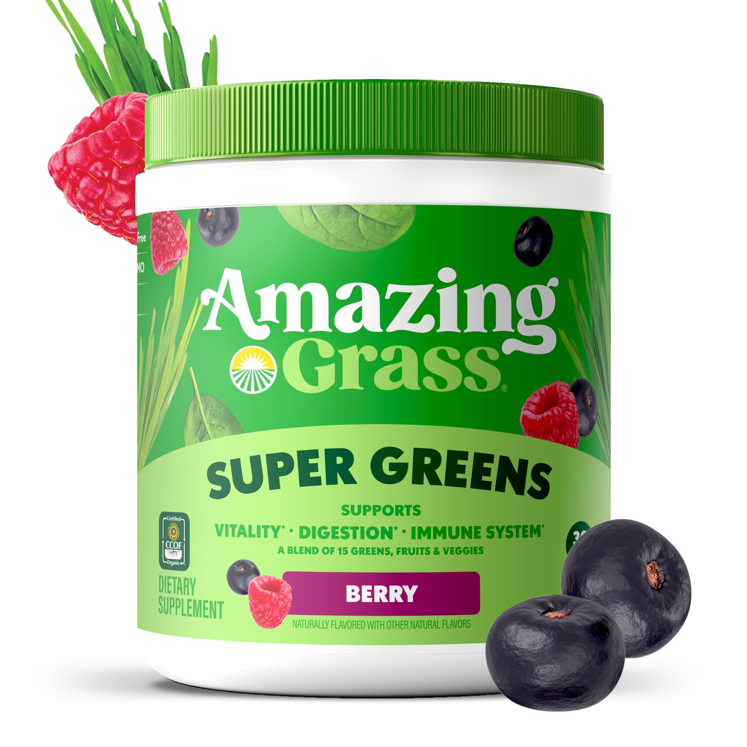 Amazing Grass Greens Superfood doseur dans verre d'eau, solution pratique.