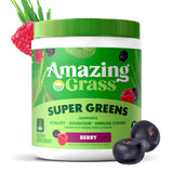 Amazing Grass Greens Superfood doseur dans verre d'eau, solution pratique.