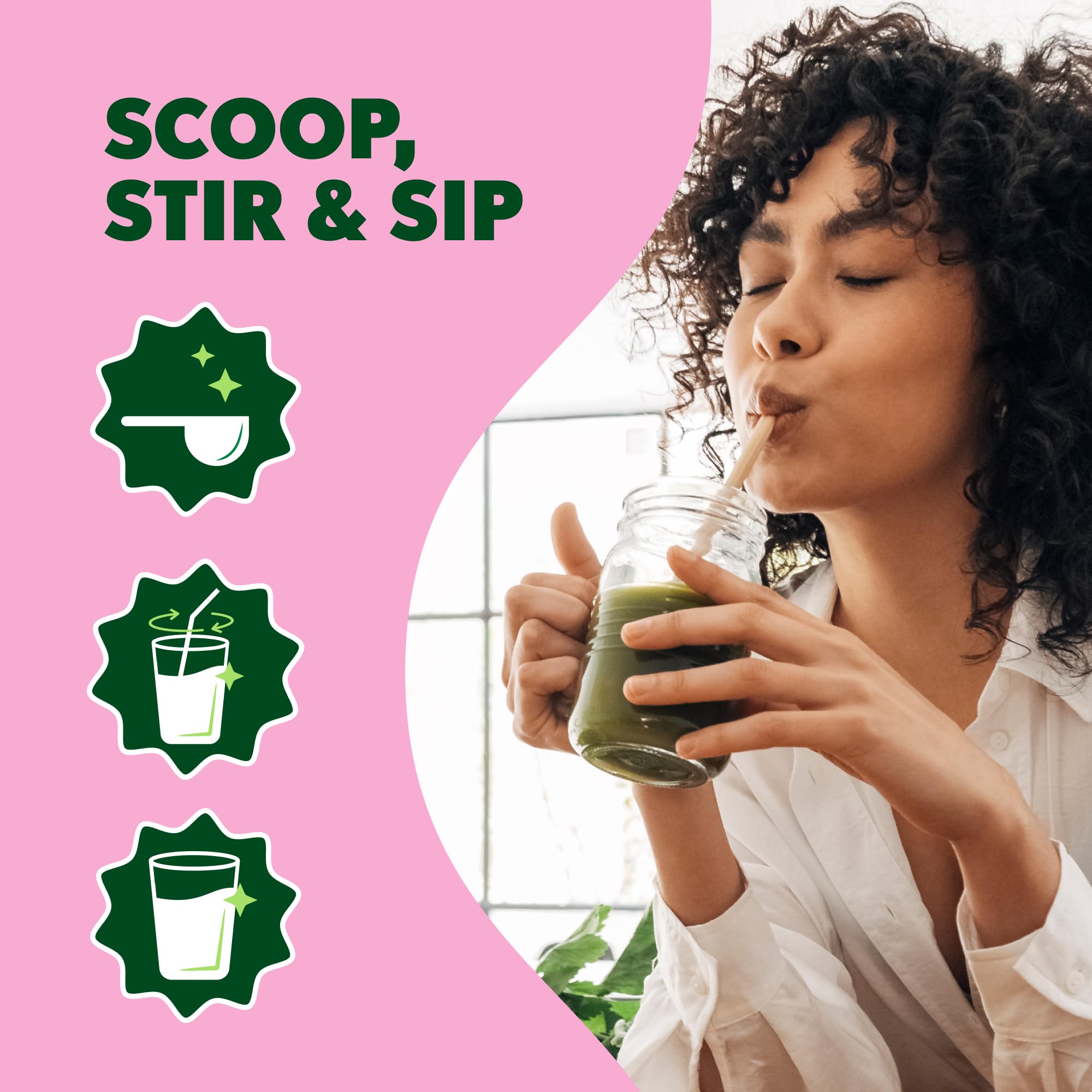 Amazing Grass Greens Superfood smoothie rapide, mélange sain pour le petit-déjeuner.