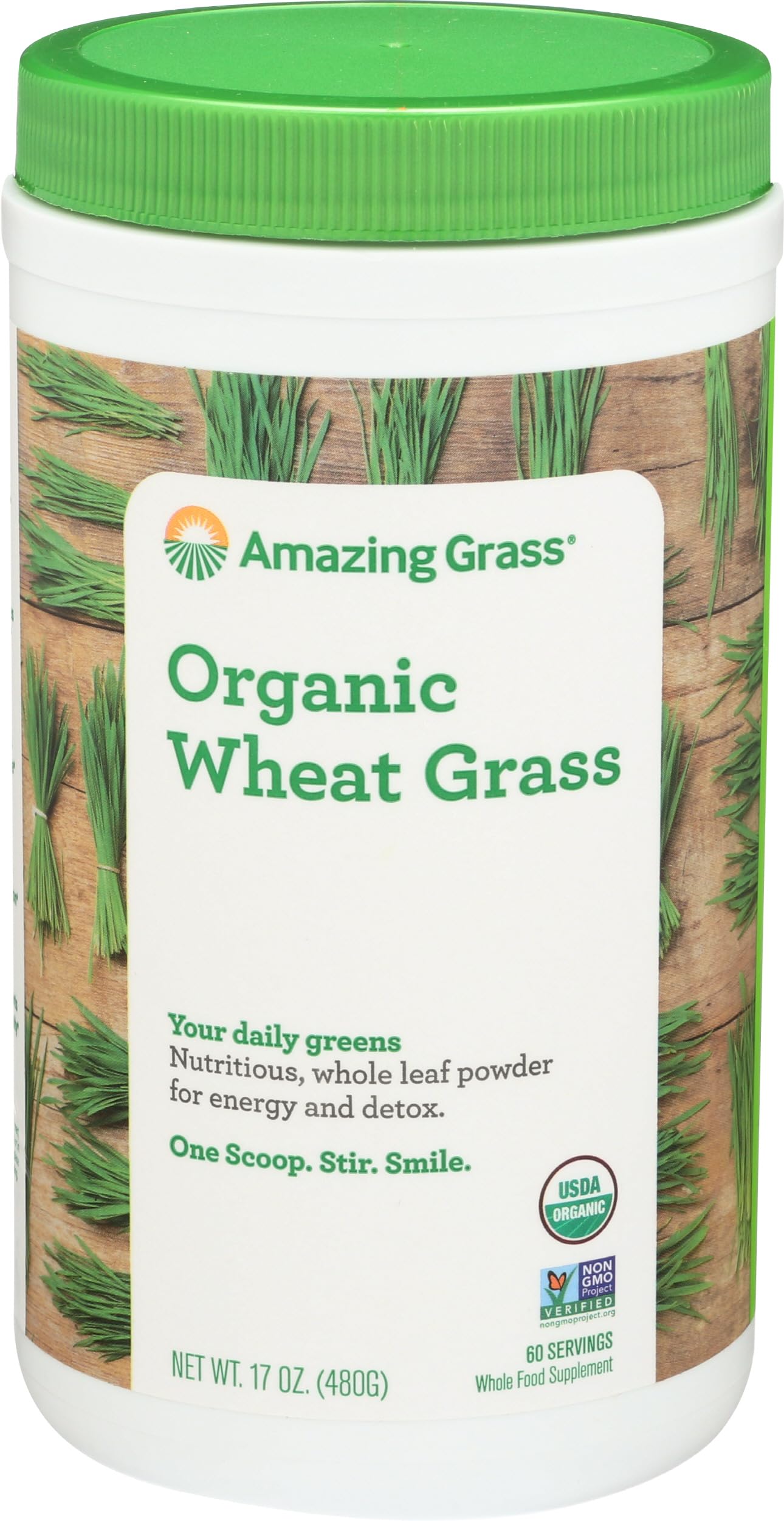 Amazing Grass Poudre emballage vert, source naturelle de nutriments et chlorophylle.