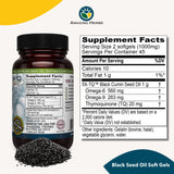 Amazing Herbs capsules nigelle – etiquette claire, soutien immunitaire potentiel.