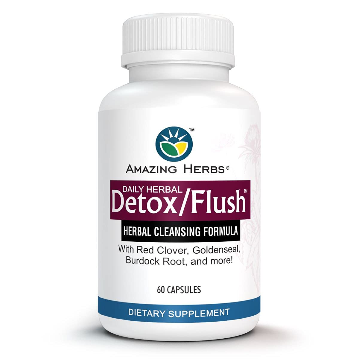 Amazing Herbs Detox/Flush, Bouteille et versement faciles pour un usage quotidien pratique.
