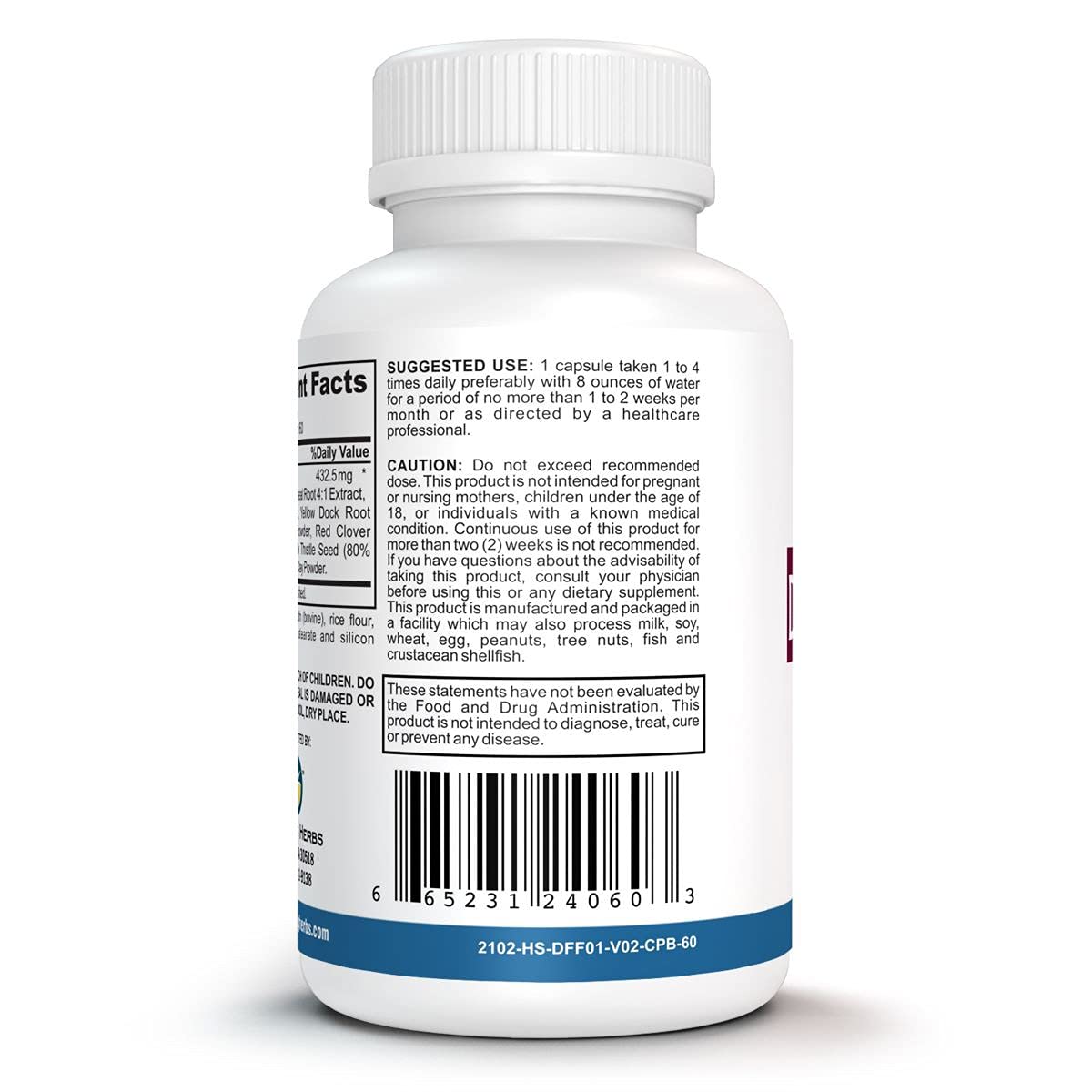 Amazing Herbs Detox/Flush – Ingrédients nettoyants visibles et sept agents purifiants.