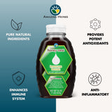 HoneyZest Amazing Herbs Etiquette, informations claires sur les ingrédients et usages.