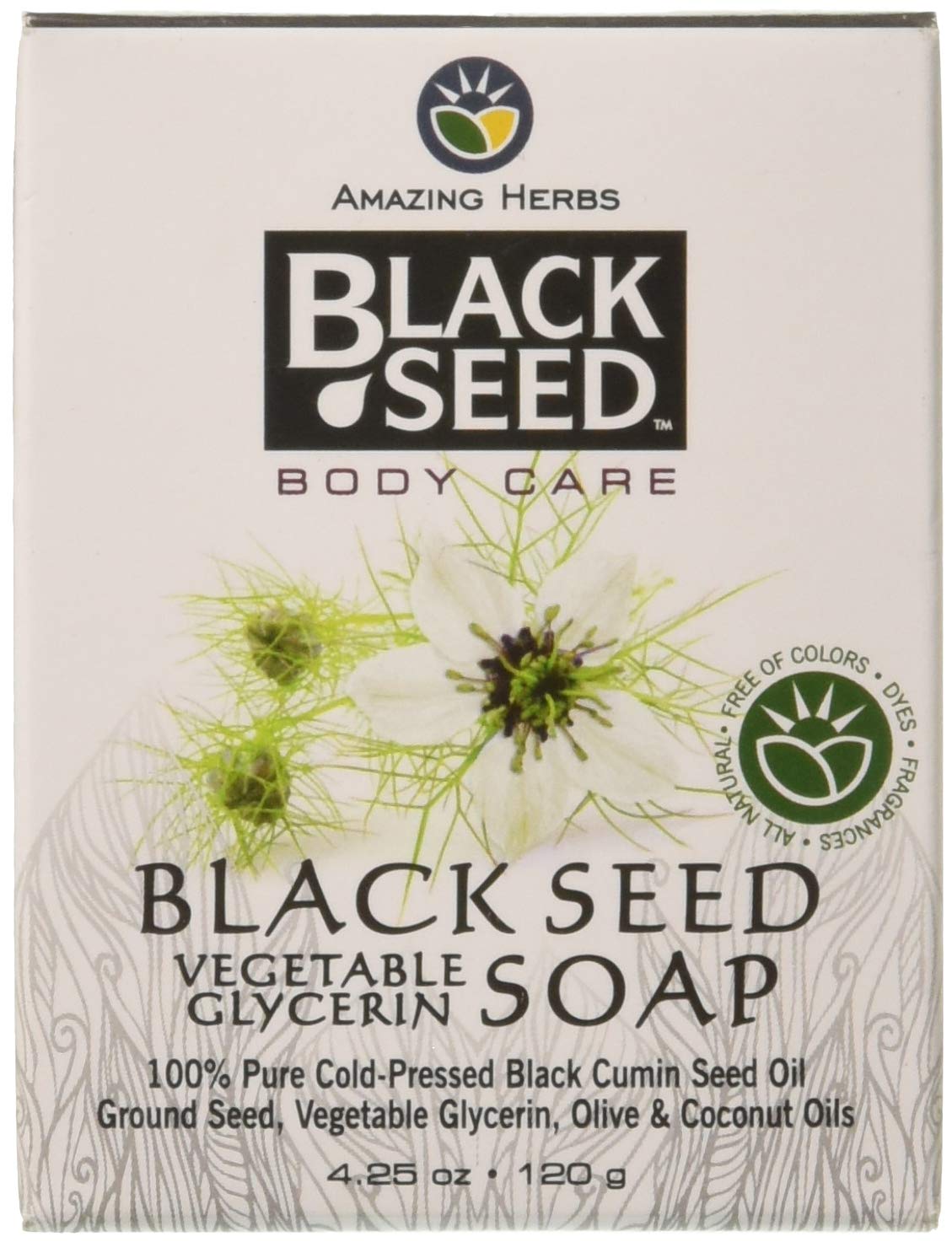 Amazing Herbs Savon nigelle glycérine végétale, douceur hydratante pour la peau.