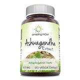 Amazing India Ashwagandha: bouteille 500 mg, capsules pratiques pour routine quotidienne.