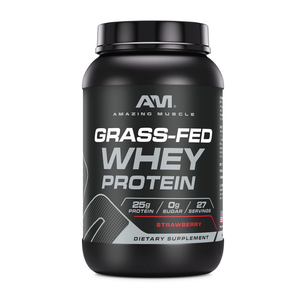 Amazing Muscle protéine whey nourrie à l'herbe dans le pot pour soutien musculaire quotidien.