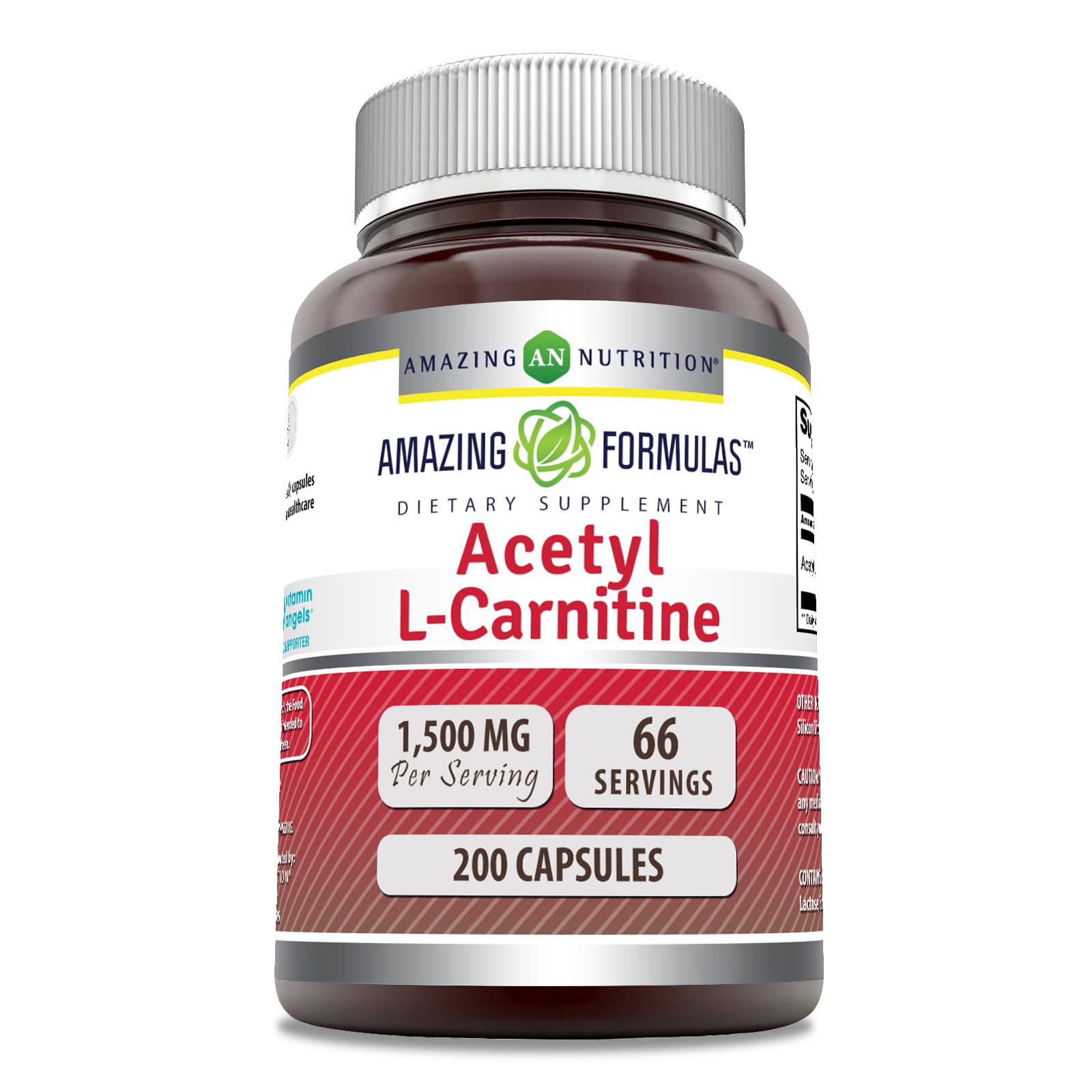 Amazing Nutrition Acétyl-L-Carnitine – bouteille vue face, énergie potentielle au quotidien