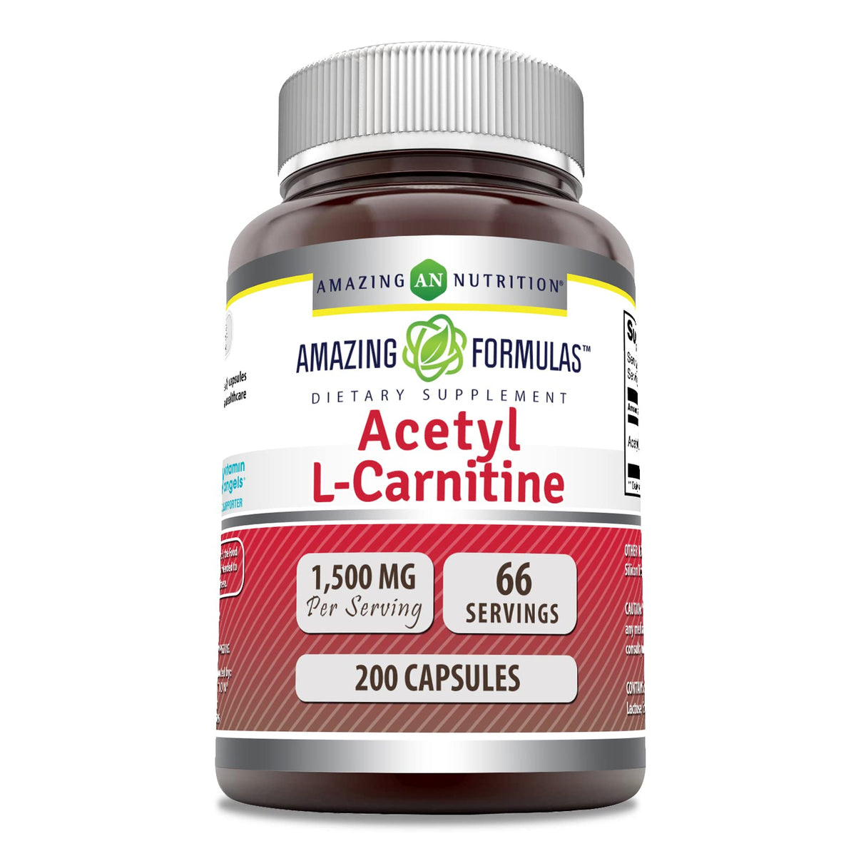 Amazing Nutrition Acétyl-L-Carnitine – bouteille vue face, énergie potentielle au quotidien