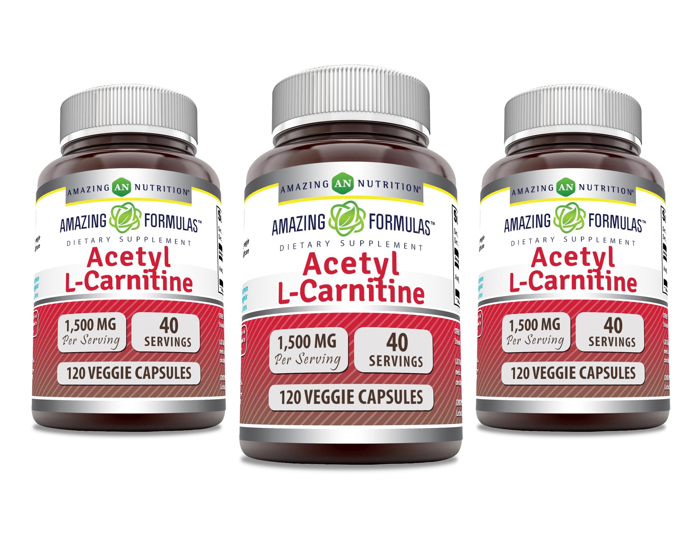 Bouteille Amazing Nutrition Acétyl L-Carnitine HCL 1500 mg prête pour une routine énergétique potentielle.