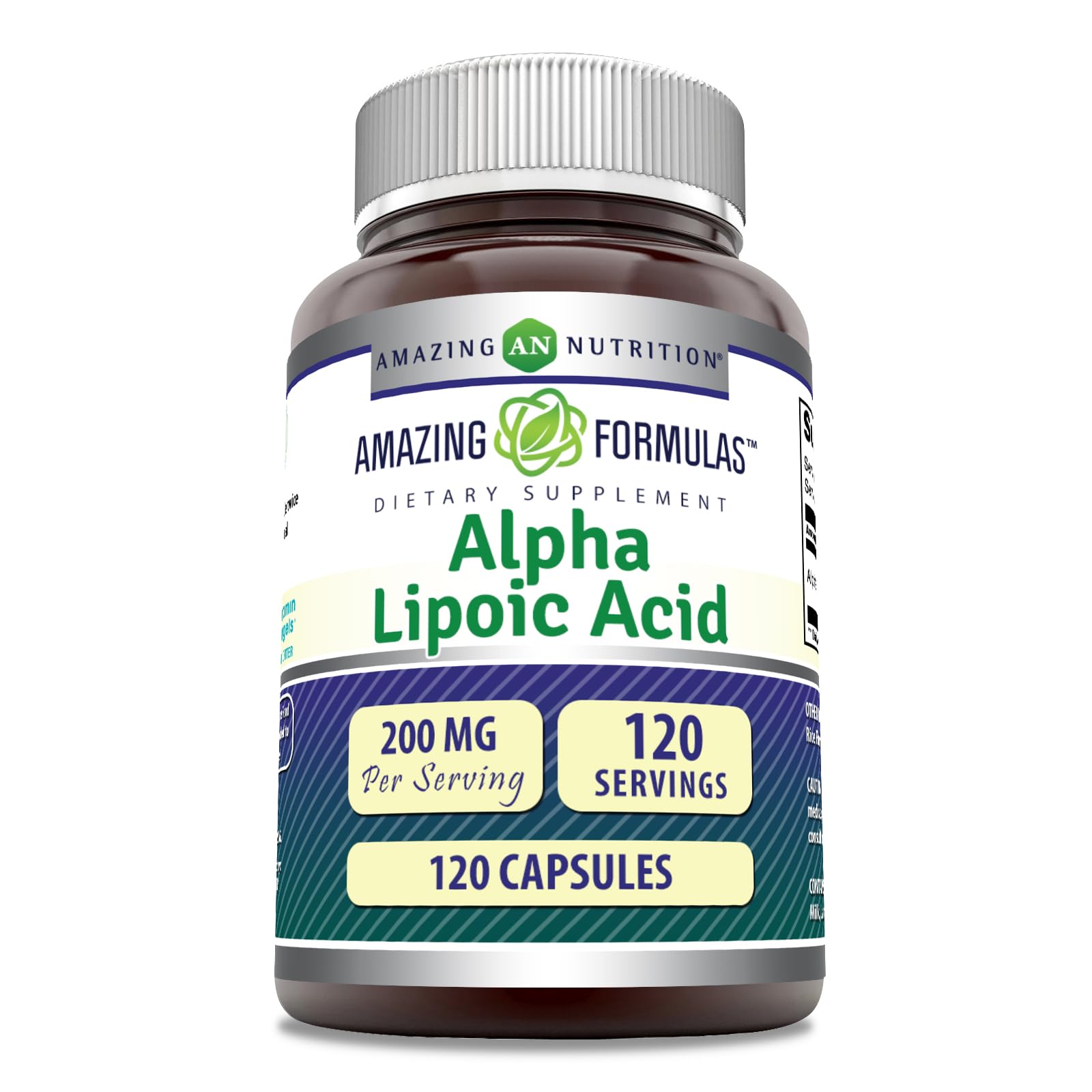 Amazing Nutrition acide alpha-lipoïque 200 mg en gelules, format pratique et quotidien.