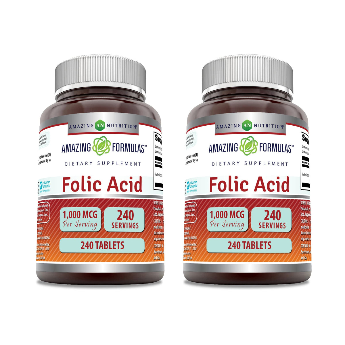 Amazing Nutrition Acide folique 1000mcg comprimés, flacon 240, soutien quotidien possible.