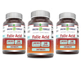 Amazing Nutrition Acide folique 1000 mcg en bouteille, dosage quotidien pratique.