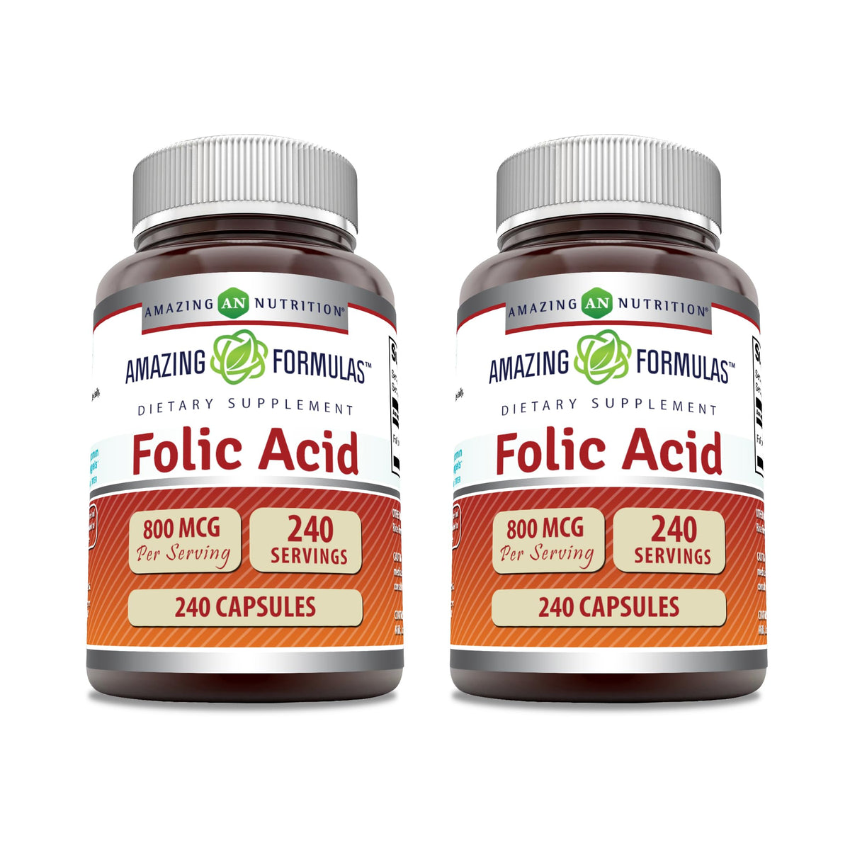 Amazing Nutrition acide folique 800 µg – bouteille prête à l'emploi.
