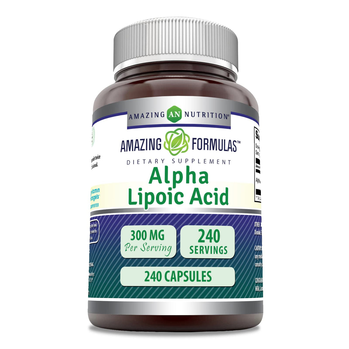 Amazing Nutrition Alpha Lipoic Acid 300 mg, bouteille de capsules prête à l’emploi pour une routine bien-être