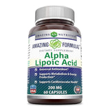 Amazing Nutrition Acide Alpha-Lipoïque capsules, dose quotidienne pratique et pureté garantie.