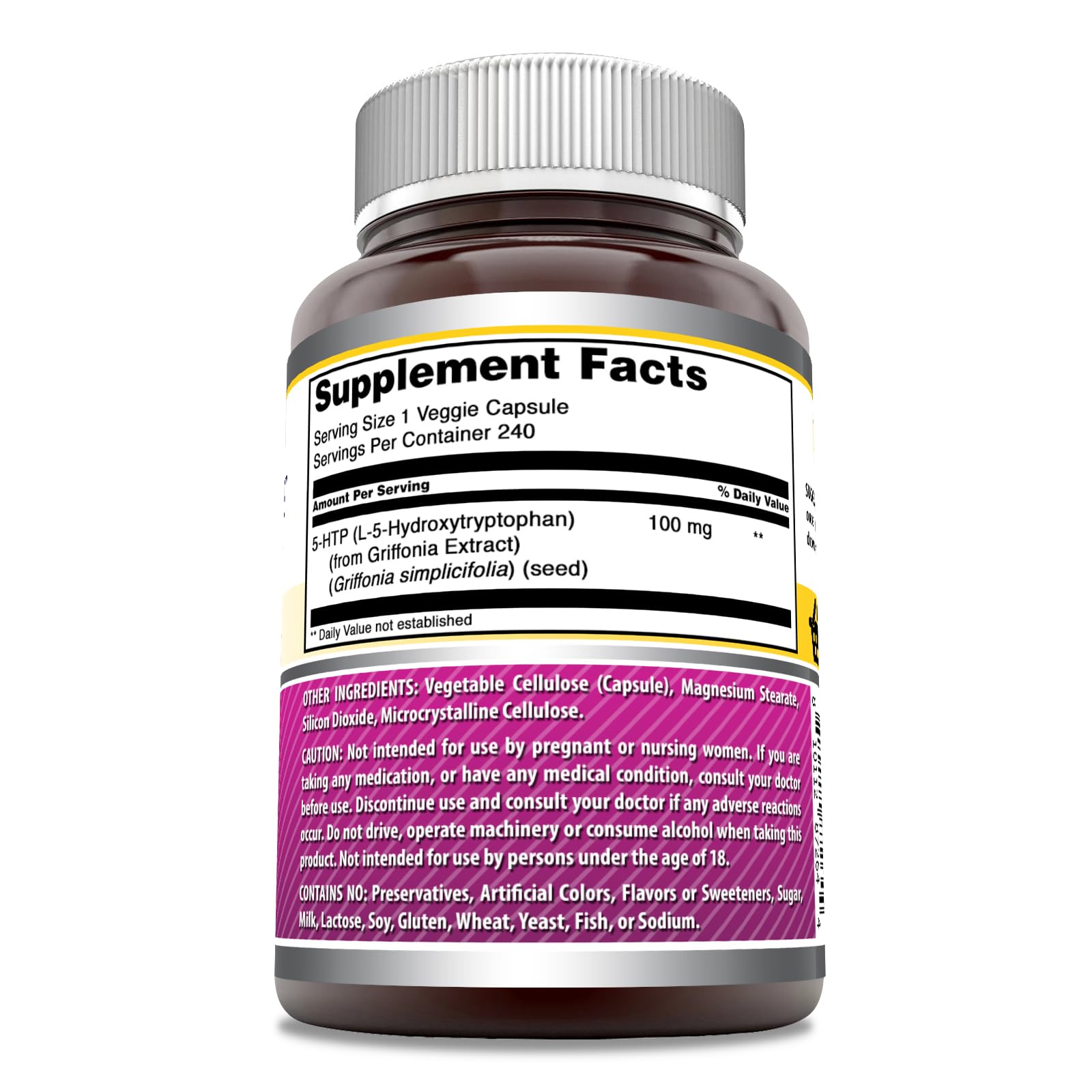 Amazing Formulas 5-HTP capsules: formulation végétale pratique et sans gluten
