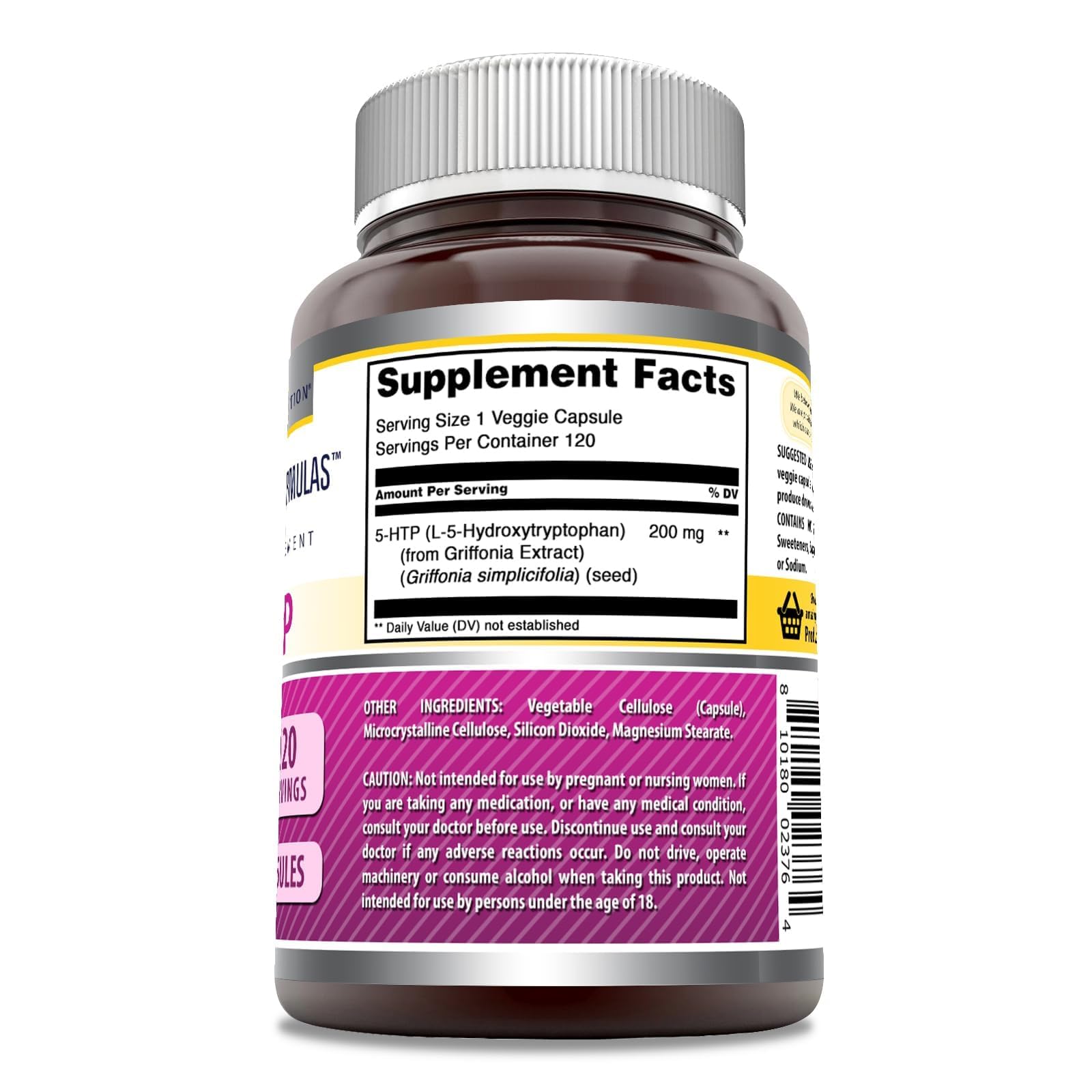 Amazing Formulas 5-HTP, gelules végétales, routine du soir potentielle.