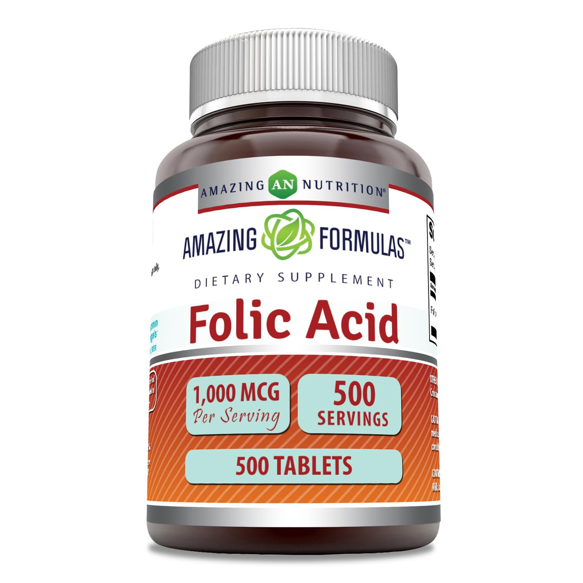 Amazing Formulas acide folique 1000 mcg, bouteille: complément quotidien pratique.