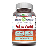 Amazing Formulas acide folique 1000 mcg, bouteille: complément quotidien pratique.