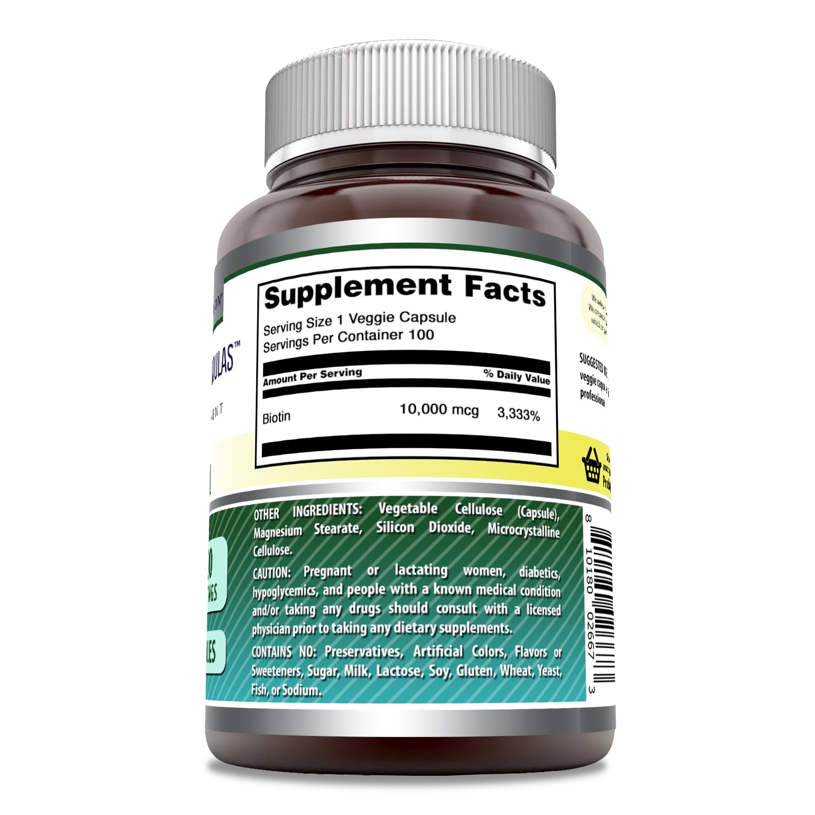 Étiquette claire Amazing Formulas Biotin sur emballage pratique