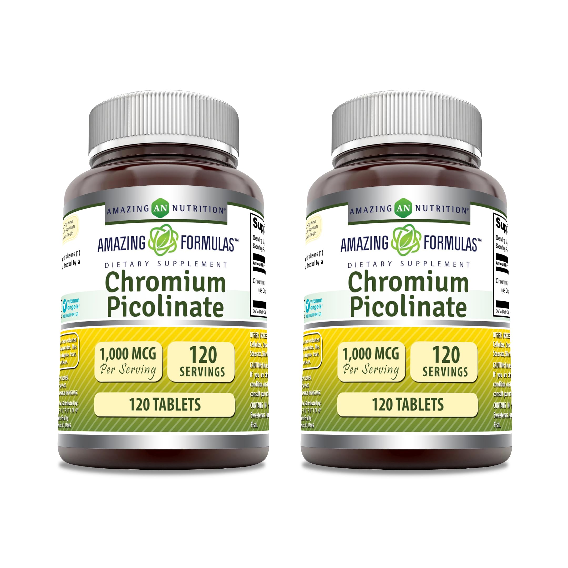 Amazing Formulas Chromium Picolinate – bouteille et comprimés, usage quotidien pratique.