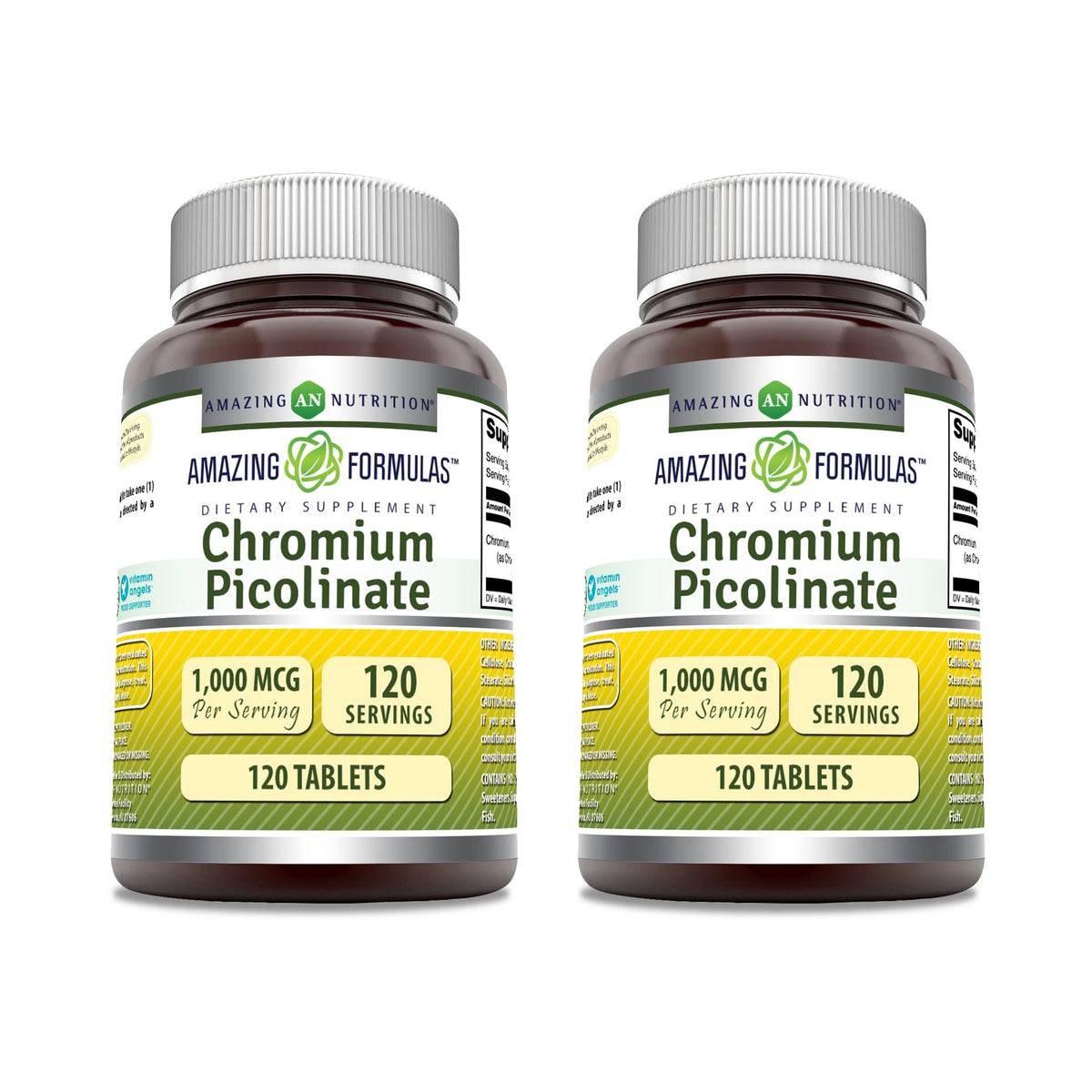 Amazing Formulas Chromium Picolinate – bouteille et comprimés, usage quotidien pratique.